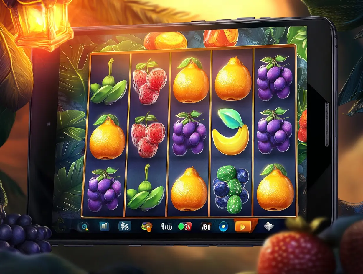 Juicy Vegas Casino - Mobile Slide 3 featuring a popular fruity slot